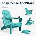 thumbnail image 6 of JUSTLET Folding Adirondack Chair, All-Weather Fire Pit Chairs, HDPE Adirondack Chairs with 2 Cup Holder, Outdoor Lawn Chair for Patio Garden, Aruba Blue, 6 of 10