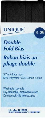 UNIQUE Double Fold Bias Tape, 7 mm x 3.7 m (1/4 in x 4 yd), White, Poly‑Cotton, 7 mm x 3.7 m