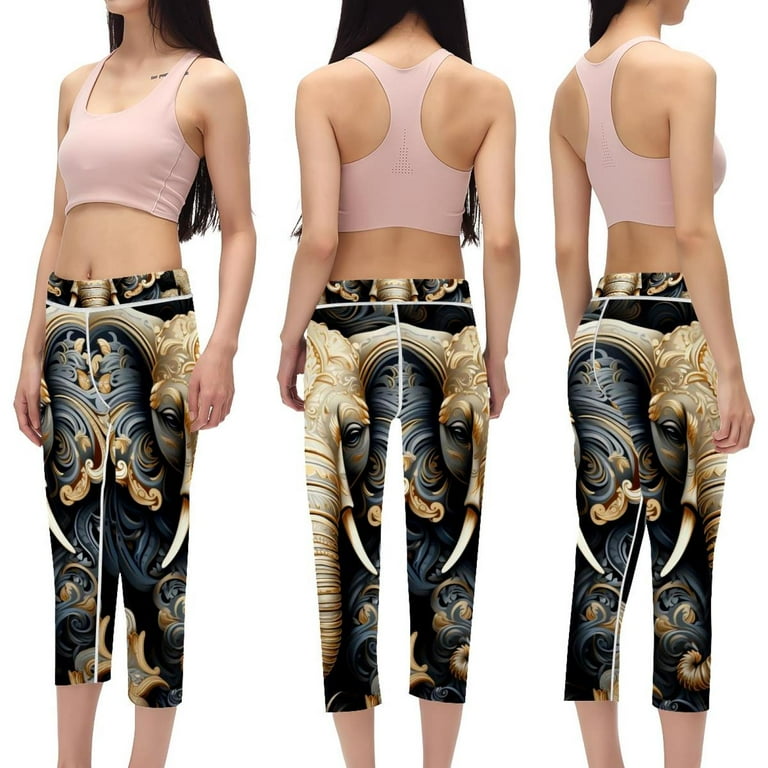Elephant Women Leggings High Waist Capris, Not See-Through