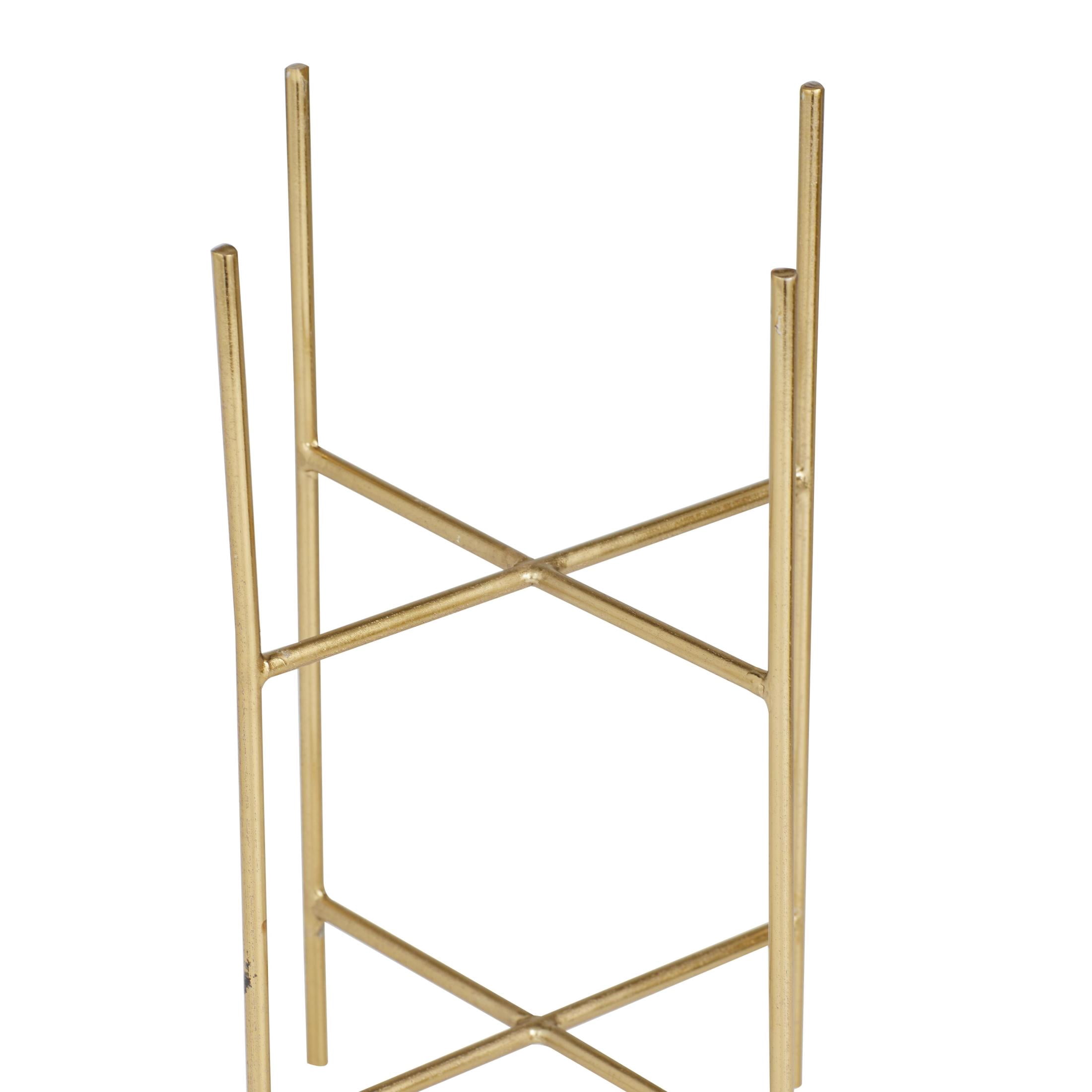 DecMode 6", 5"W Small Brushed Dome Gold Metal Planter with Removable Stand (2 Count)