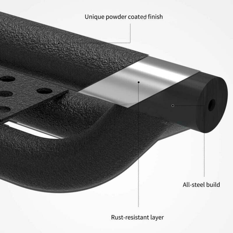 RVNI 6 in Running Boards for 2018-2023 2024 2025 Jeep Wrangler JL 4 Door All-Steel Build Side Steps with Leaf Shaped Black Powder Coated