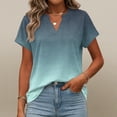 thumbnail image 7 of Qwertyu Summer Blouses for Women Summer Short Sleeve Work Shirts Dressy Casual V Neck Print Tops Cyan 2XL, 7 of 7