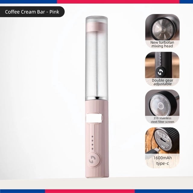 Mousseur à Café USB Rechargeable 2 Vitesses Mousseur Mousseur à Lait pour Café Mélangeur Électrique à Poignée Batteur à Oeufs Outils de Cuisine