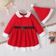 thumbnail image 2 of MEZZALL Toddler Baby Kids Girls Suit Christmas Princess Dress Hat 2PCs Sets Outfits Solid Color Classic Child Outfits Sets, 2 of 9
