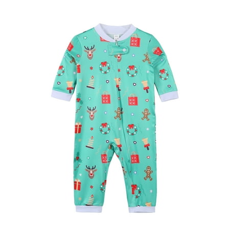 

Spring hue Christmas Parent-child Pajamas Cartoon Pullover Pants Jumpsuit