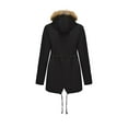thumbnail image 5 of Women's Winter Jacket Thicken Fleece Lined Coat Tunic Parka Coat with Faux Fur Hood Black S, 5 of 5