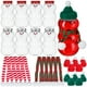 thumbnail image 1 of 10 juegos de botellas de jugo vacías con gorros y bufandas de muñeco de nieve., 1 of 7
