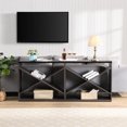 thumbnail image 2 of 69.03 Inch Foyer Console Table With Storage, Black Rectangular, Detachable X Shape For Entryway, Living Room, Hallway, 2 of 6