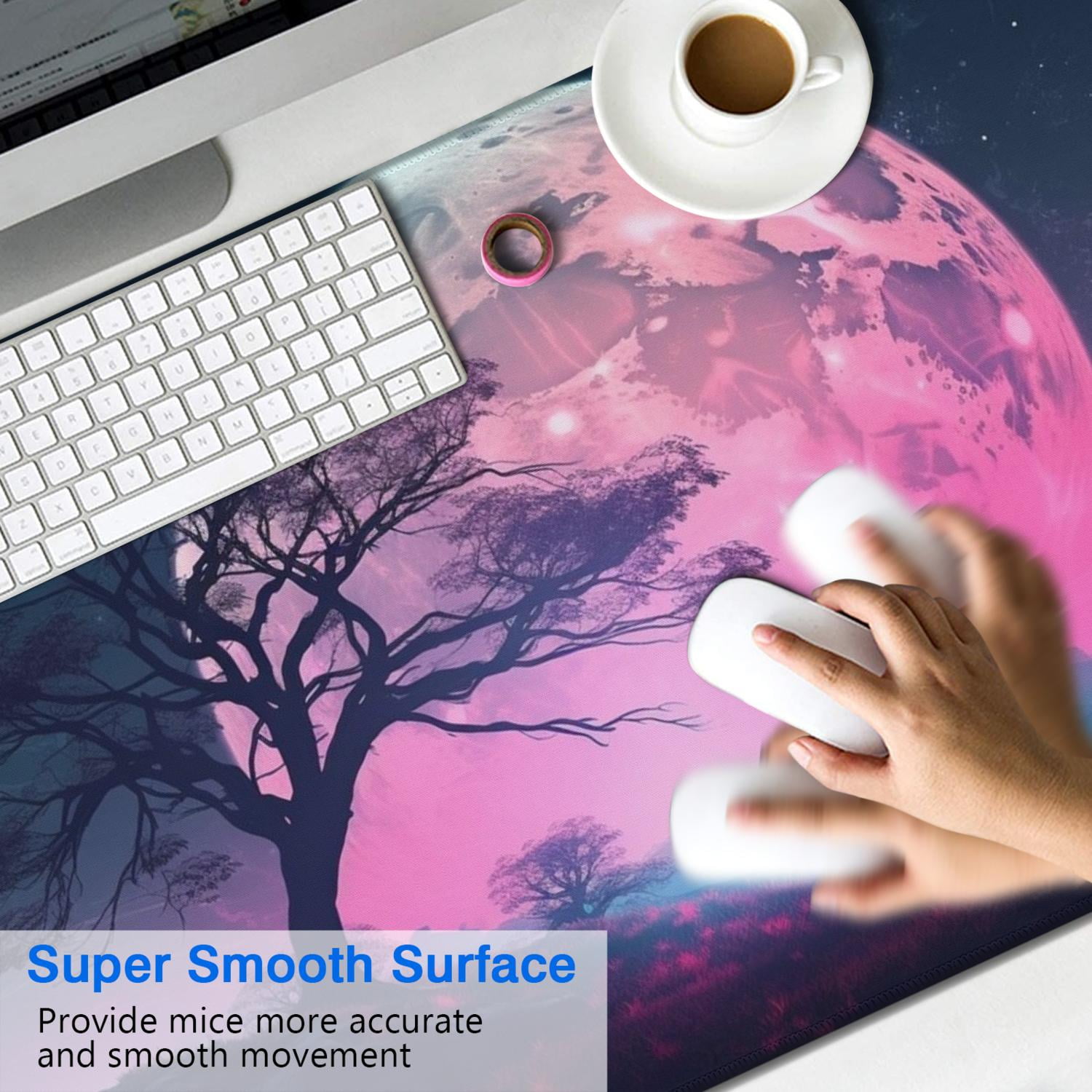 Beautiful Night Sky Moon and Tree Gaming Mouse Mat, Rectangle 3XL Extra Large Mouse Pad 47.3 X 23.6 InchesNon-Slip Rubber Gaming Mouse Pad with Stitched Edges, Office Mouse Pad for Women Men Kids