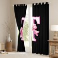 thumbnail image 3 of Erosebridal Pink Letter T Monogrammed Kids Blackout Curtains Set of 2 (52x84 Each),Cute Bowknot Window Curtains For Bows Lover, 3 of 7