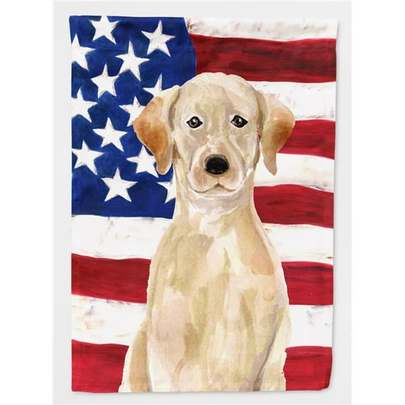 Yellow Labrador Patriotic Flag Canvas House Size