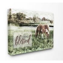 The Stupell Home Decor Simply Blessed Distressed Farm Yard Horses Photograph