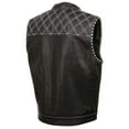 thumbnail image 4 of Milwaukee Leather MLM3525 Men's Black 'Paisley' Accented White Stitching Leather Vest – w/Armhole Trim Open Collar Design 5X-Large, 4 of 9