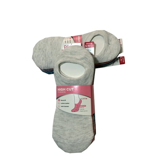 PEDS Women's Breathable No Show Polyester Socks, Gray (4 Pack)