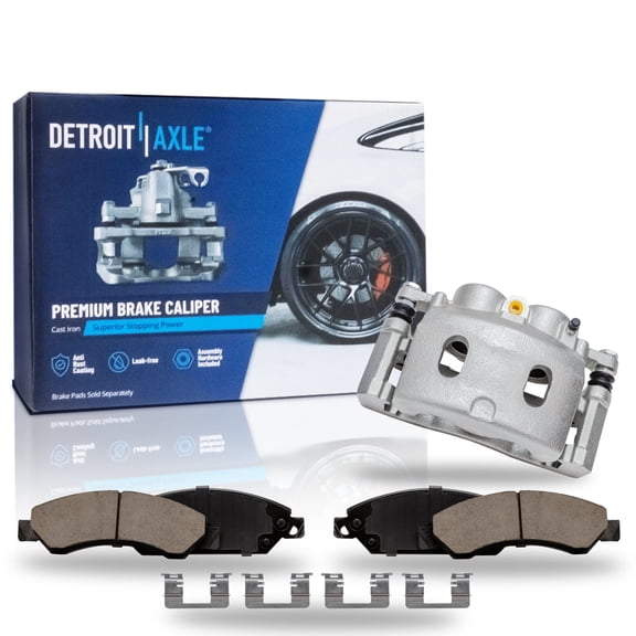 Detroit Axle - Front Brake Kit for Silverado Suburban Sierra Yukon XL 1500 Chevy GMC Tahoe Avalanche Cadillac Escalade ESV EXT, Disc Brake Caliper Ceramic Brake Pads Replacement