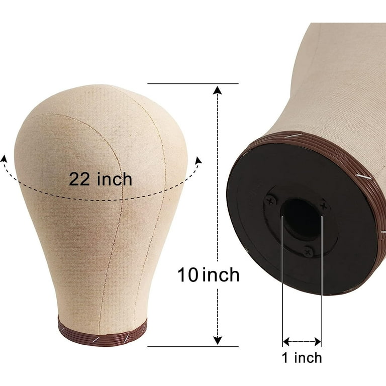 FreeLung Cork Canvas Wig Head Stand 22 inch Mannequin Head with Table Stand  for Making Wigs 