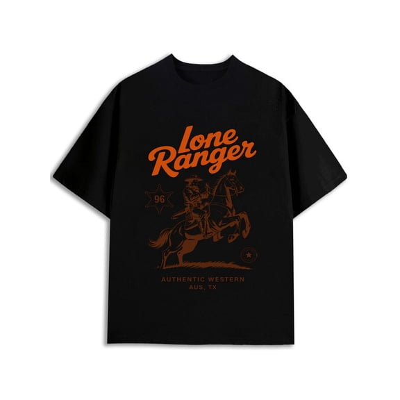 Greenink Lone Ranger Western Tee Mens t shirts black graphic tees limited edition Hip-hop streetwear Soft and comfortable Funny Unisex Shirt Graphic tshirts