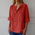 thumbnail image 2 of Women's V Neck Button Down Shirt Casual Blouse For Daily Wear And Vacation Comfortable Tops With Classic Design For Spring Summer Fall Seasons, 2 of 2