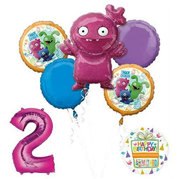 Ugly Dolls 2nd Birthday Party Supplies 34" Pink Number 2 Balloon Bouquet Decorations