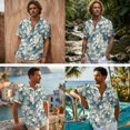 thumbnail image 2 of FOR U DESIGNS Cherry Blossom Stripe Print Couple Outfits Womens Dress and Mens Shirt, Linen-Style V Neck Men Button Down Shirt Flowy Soft Women Sleeveless Sundress, 2 of 7
