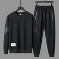 thumbnail image 3 of Conjunto de camiseta y pantalones de jogging para hombre, ropa gris para hombre, sudadera, chándal, trajes deportivos con alfabeto, moda, conjunto elegante de 2 piezas, XL, 3 of 5