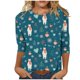 thumbnail image 2 of Pntutb - Camiseta holgada con estampado de moda para mujer, blusa de manga 3/4, cuello redondo, tops casuales Pntutb Pntutb-1903, 2 of 4
