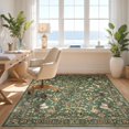thumbnail image 3 of Design&I 3'x5' Washable Throw Rug Moody Whimsical Bird Toile Distressed Botanical Sprigs Vintage for Entryway, Kitchen, Ultra-Thin & Non-Slip Skid-Resistant Small, 3 of 7