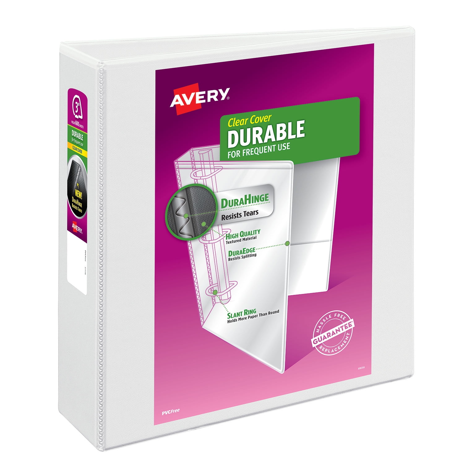 Avery 3' Durable View Binder, EZD Ring, White, 670 Sheets