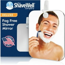 The Shave Well Company Deluxe Anti-Fog Shower Mirror, Fogless Bathroom Shaving Mirror with Long-Lasting Removable Adhesive Hook, Good for Removing Makeup in the Shower