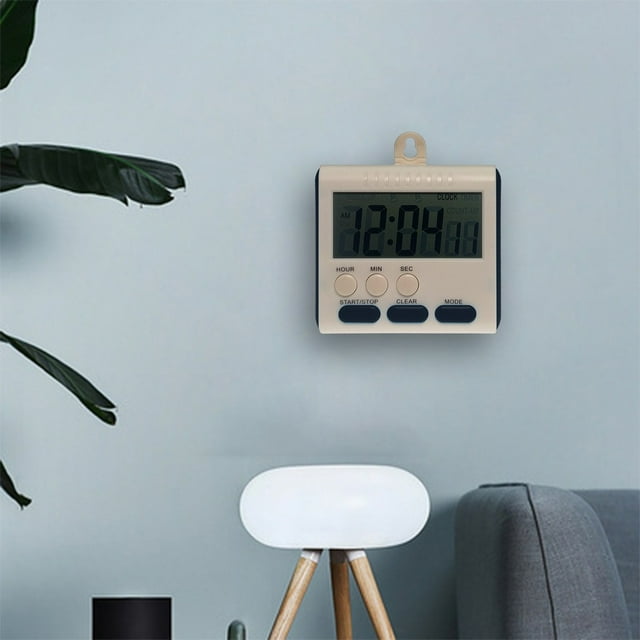 Rvkxad Multifunctional Portable Kitchen Timer, 24-Hour Electronic Digital Reminder Bilingual, Magnetic Desk Stand Alarm Clock