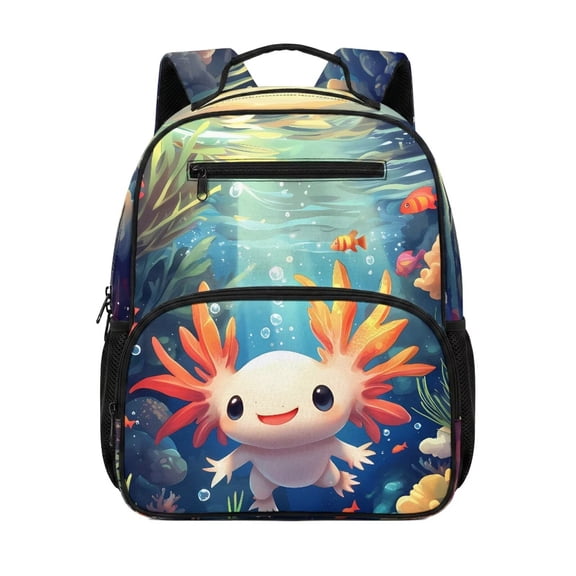 Garronmavis Axolotl 13.5 Inch Preschool Girls Backpack for 3-5 Years Old Kids Lightweight Boys Backpack for School with Adjustable Shoulder Straps and Soft Inner Space