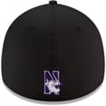thumbnail image 4 of Men's New Era Black Northwestern Wildcats Campus Preferred 39THIRTY Flex Hat, 4 of 4
