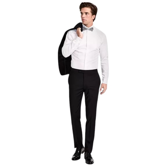 Calvin Klein Mens Slim fit Wool Tuxedo Pants 34 / 30 Black Solid