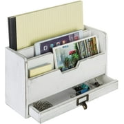 MyGift Vintage White Wood 3-Slot Desktop Organizer