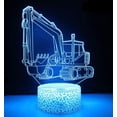 thumbnail image 2 of YSTIAN 3D Excavator Night Light Lamp Illusion 7 Color Changing Touch Switch Table Desk Decoration Lamps Acrylic Flat ABS Base USB Cable Birthday Gift Toys, 2 of 4