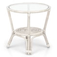 thumbnail image 7 of Leo Round Coffee Table w/ Glass Top Natural Rattan Wicker ECO Handmade, White Wash, 7 of 7
