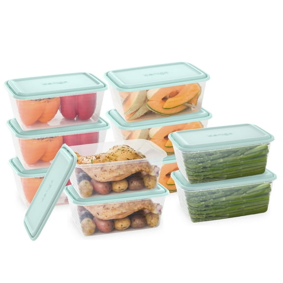 Bentgo Prep - 20-Piece Deep-Dish Storage Containers, Extra-Large 8-Cup Capacity for Meal Prep & Leftovers, Reusable & BPA-Free, Durable, Microwave, Freezer, & Dishwasher Safe (Aqua Splash)