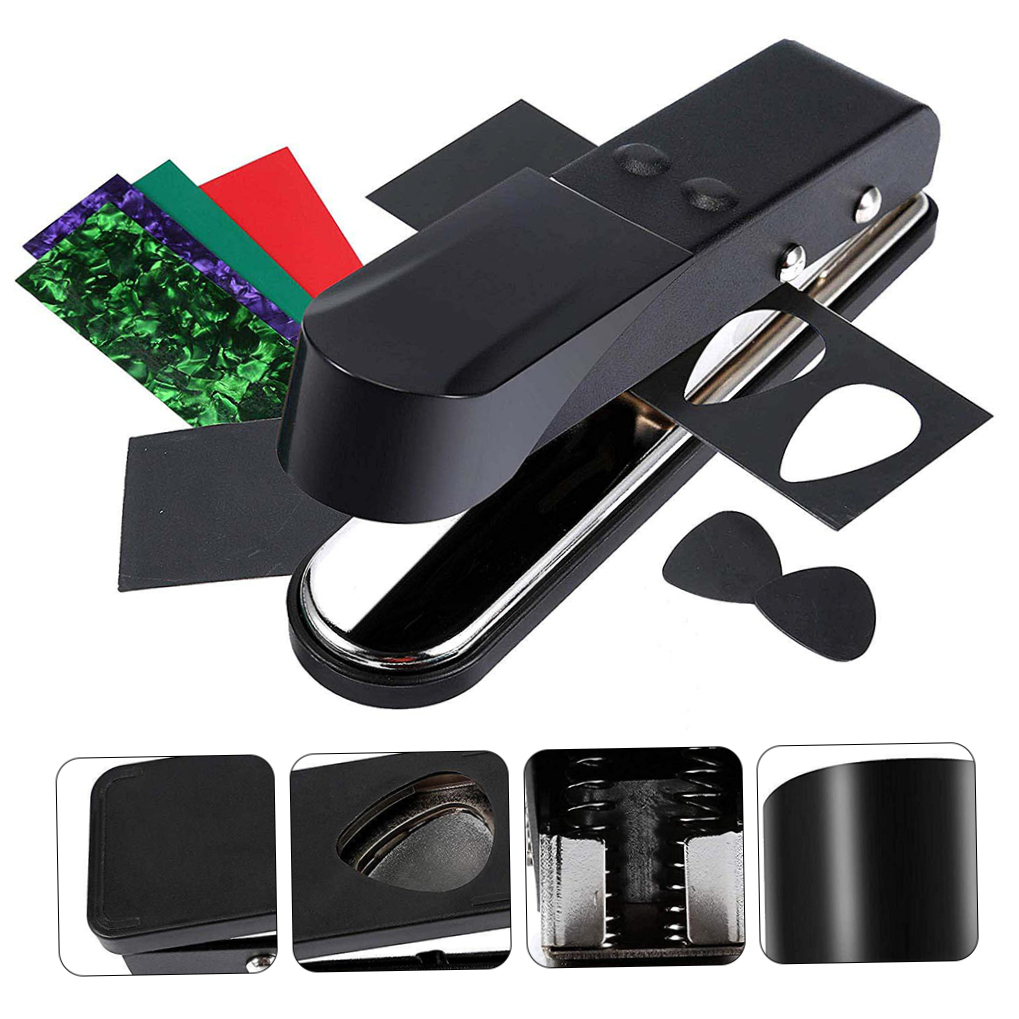 Amosfun 1Set Black Guitar Punch Maker Tool for DIY Guitar Picks Using ABS and Celluloid Sheets