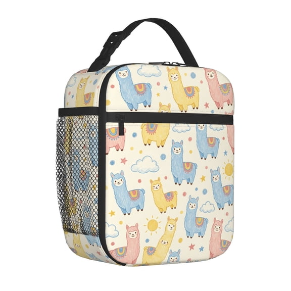 Llama Lunch Box Cute Insulated Lunch Bag for Women Men Reusable Cooler Handbag with Front Pocket Portable Thermal Meal Tote for Work Office