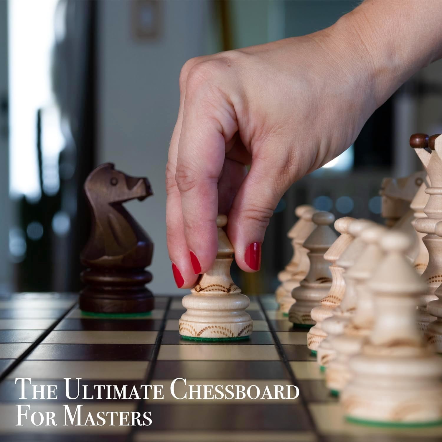 Wegiel Imperator 21-Inch Luxury Wooden Chess Set for Adults - Handcrafted from Premium Beech and Birch Wood, Brown