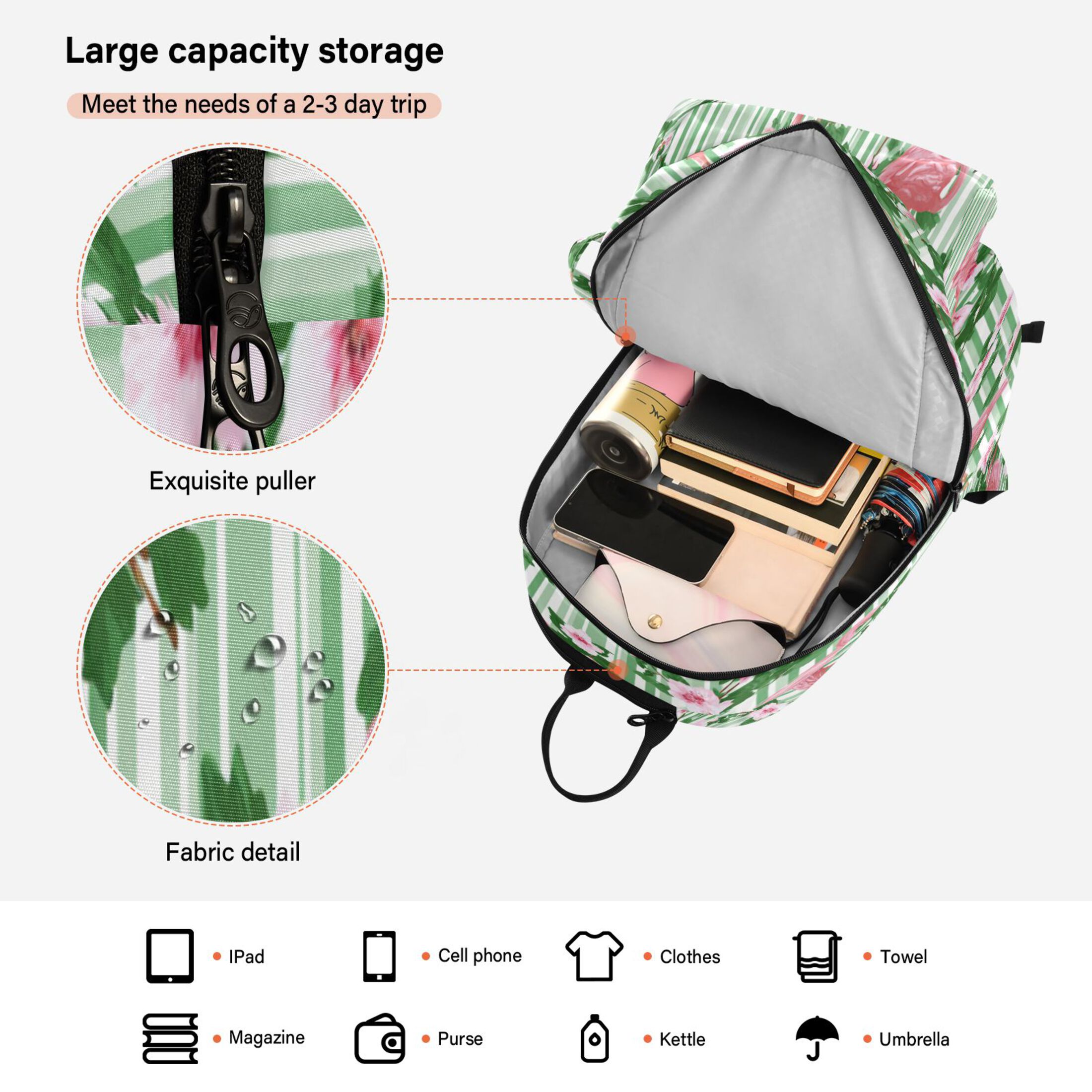 2 Racquet Holder Tennis Backpack Tennis Racket Covers Gym Bags Flamingos at Rest