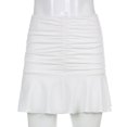 thumbnail image 3 of Womens Casual A-line Pleated Skirts Ruched Ruffle Solid Color Wave Mini Skirts White S, 3 of 4