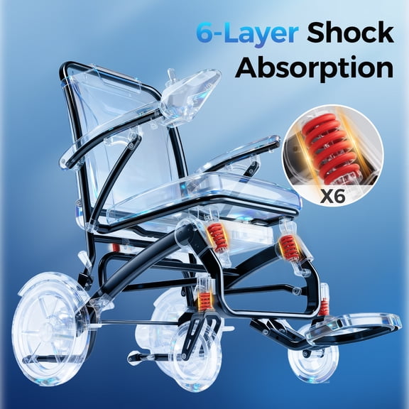 39LB Ultra Lightweight Foldable Electric Wheelchair - 20 Miles Travel Range, All Terrain Portable Motorized Mobility Chair for Adults & Seniors