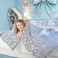 thumbnail image 3 of Meiyoeat Bow Sparkle Twin Comforter Sets for Kids Boys Girls, Fashion Princess Diamond Bedding Set, Blue Silver, Grey Reversible, 2 Pieces, 3 of 6