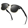 thumbnail image 6 of LINVO Unisex Polarized Sunglasses Glossy Black Gold Frame Gray Lens, 6 of 9