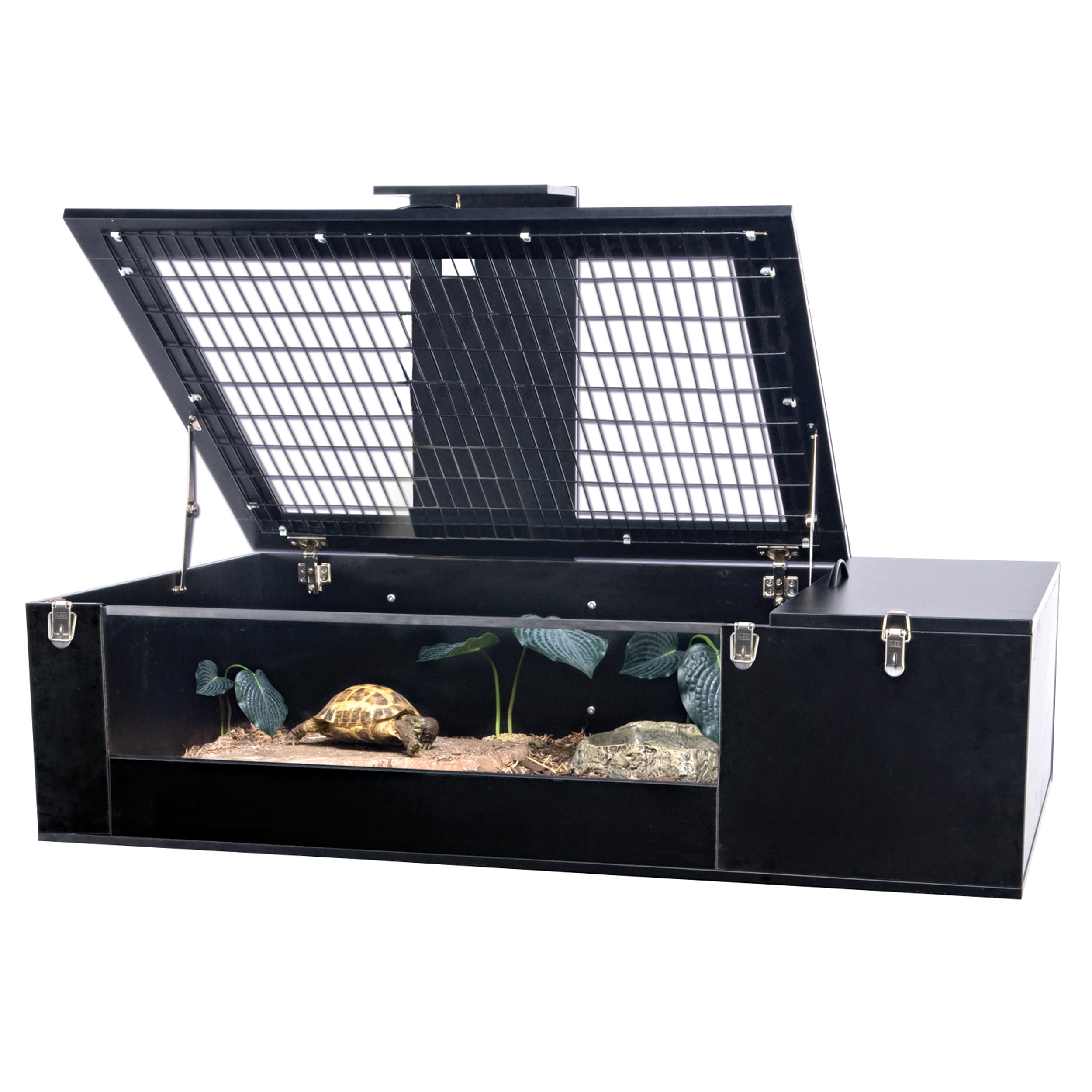 Penn-Plax Reptology Tortoise Palace – Beautiful MDF Glass Turtle Cage  for The Modern Home