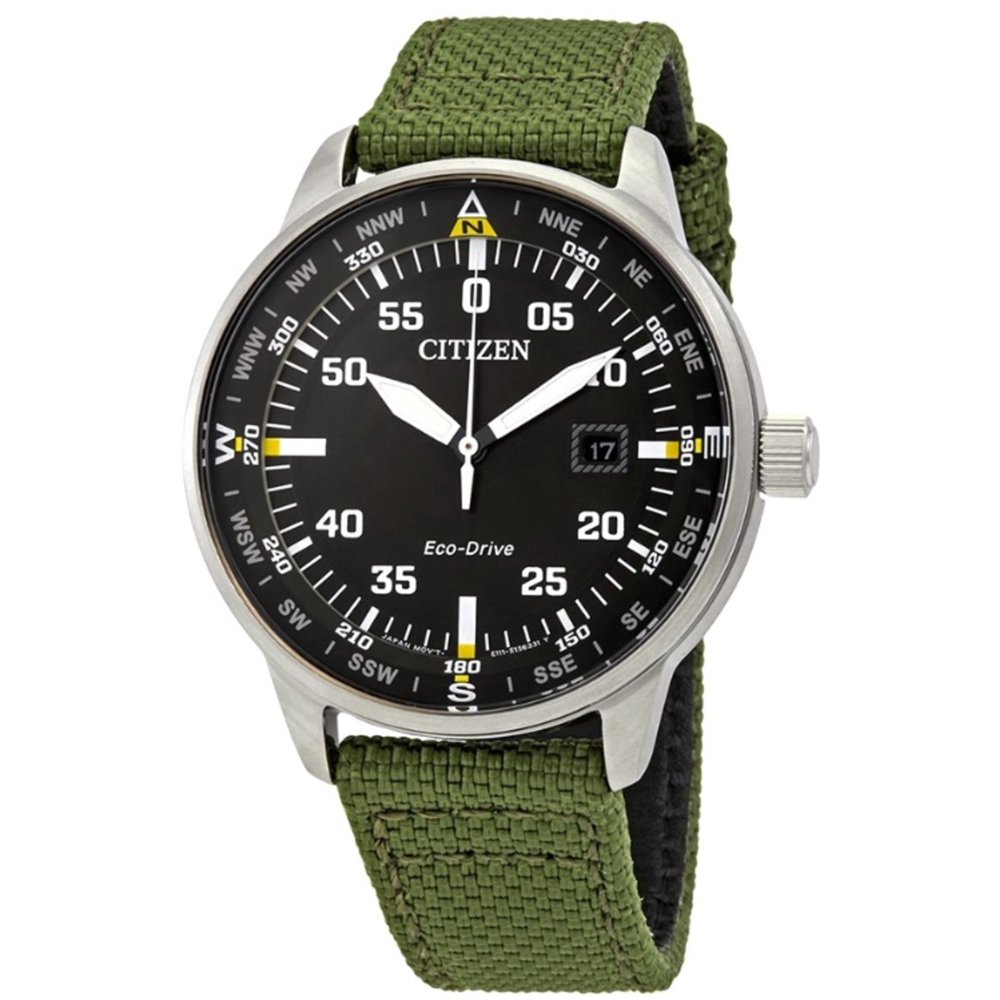 CITIZEN Citizen Men's EcoDrive Green Nylon Strap Watch