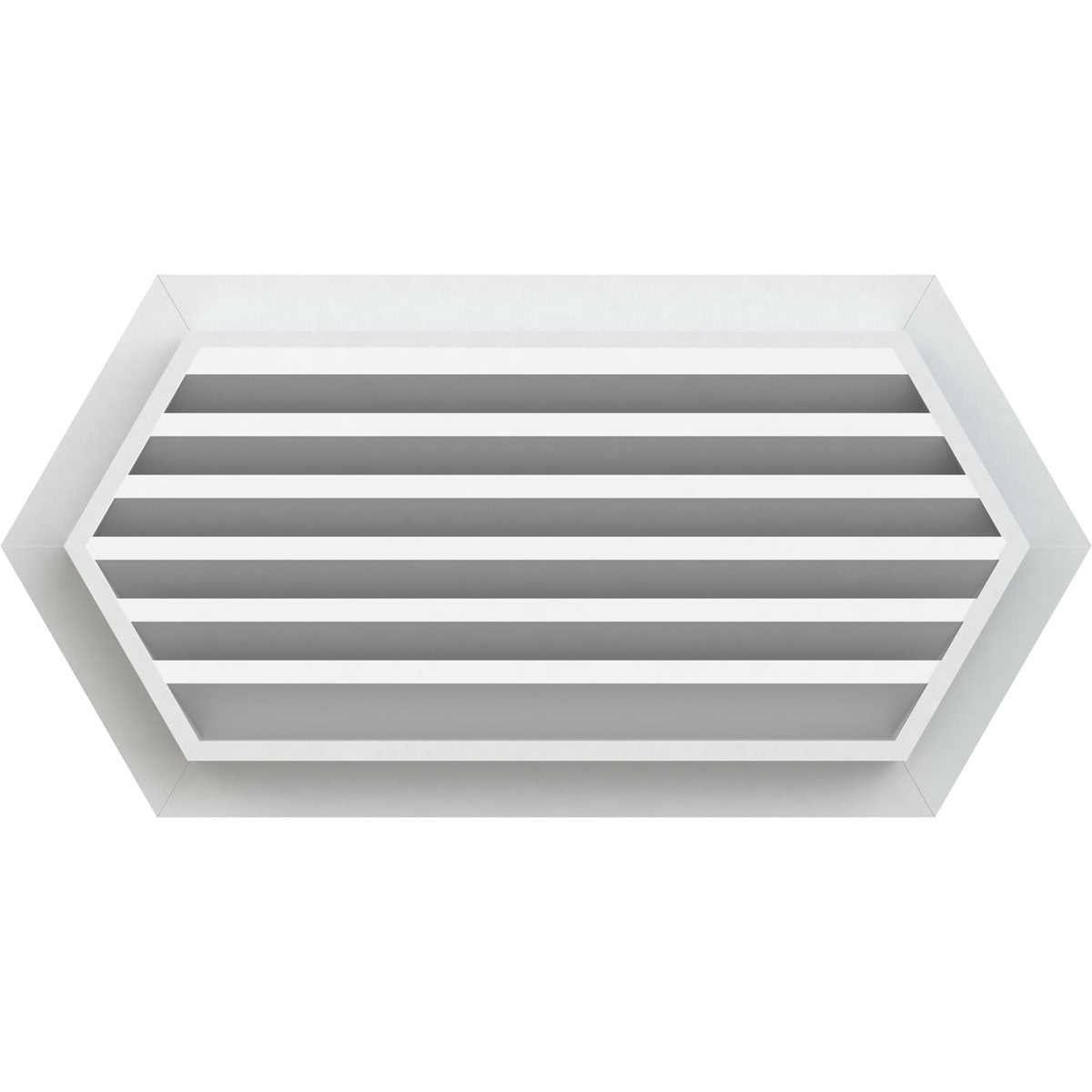 30"W x 30"H Horizontal Peaked Gable Vent (35 3/4"W x 35"H Frame Size): Functional, PVC Gable Vent w/ 1" x 4" Flat Trim Frame