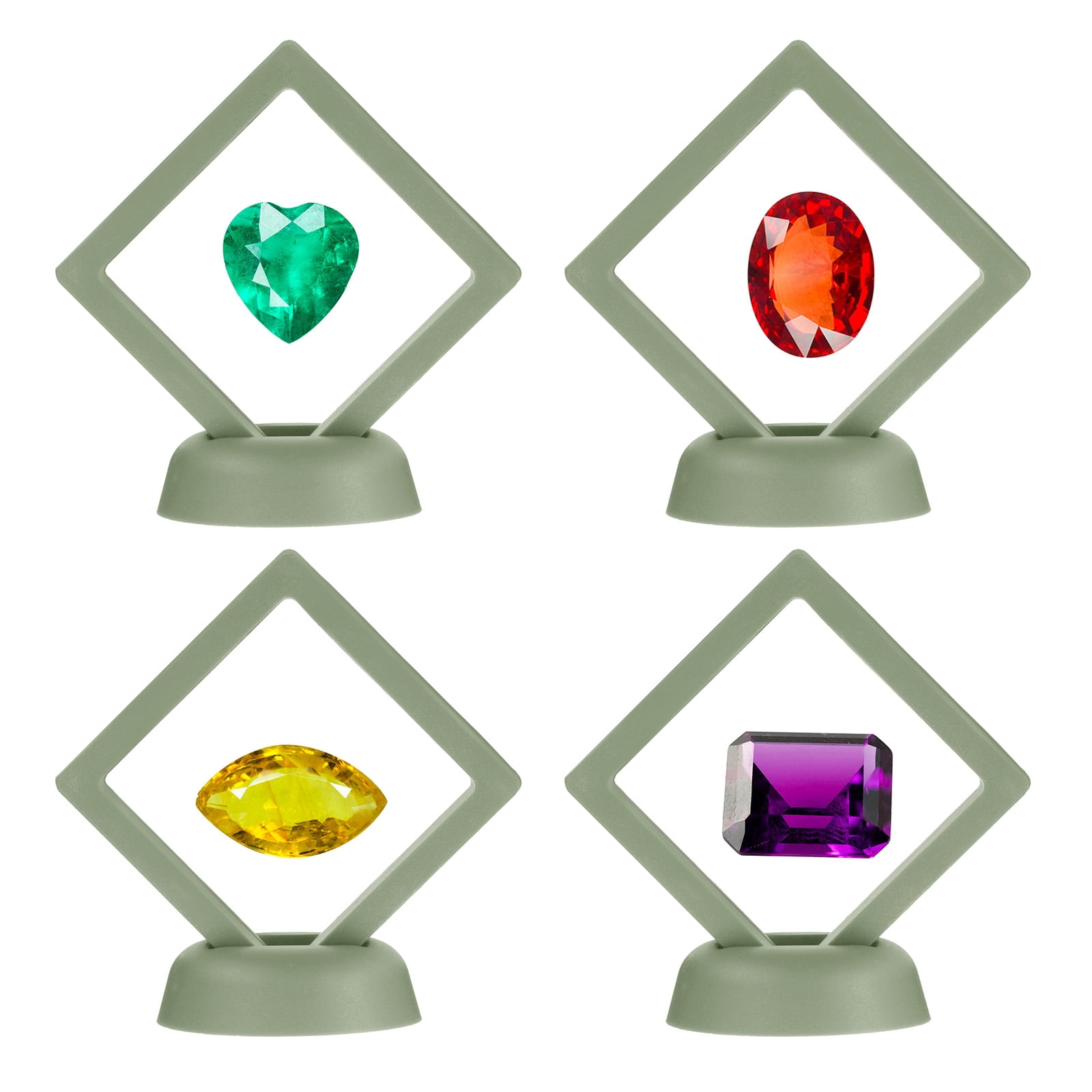 Unique Bargains 12Pcs Transparent Display Case for Jewelry 2.76" x 2.76" x 0.8" Green