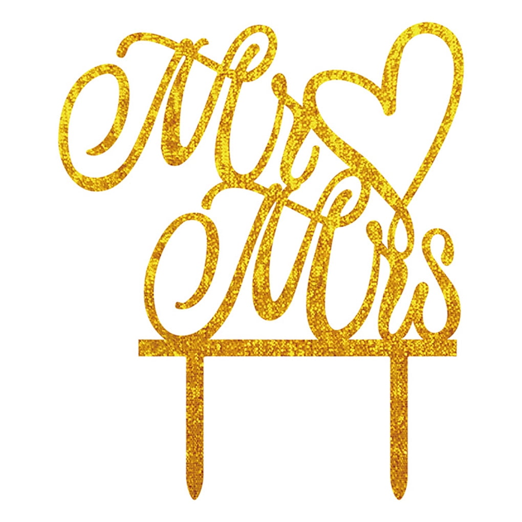 Acrylic Mr and Mrs Sign Bride And Groom Cake Topper Gold